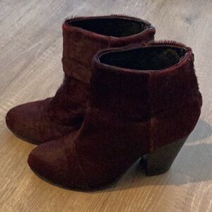 Rag and Bone burgandy pony fur heeled booties
